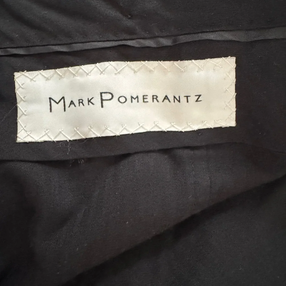 Mark Pomerantz 33x28.5 Navy Blue Wool‎ Flat Front Tailored Men's Dress Pants